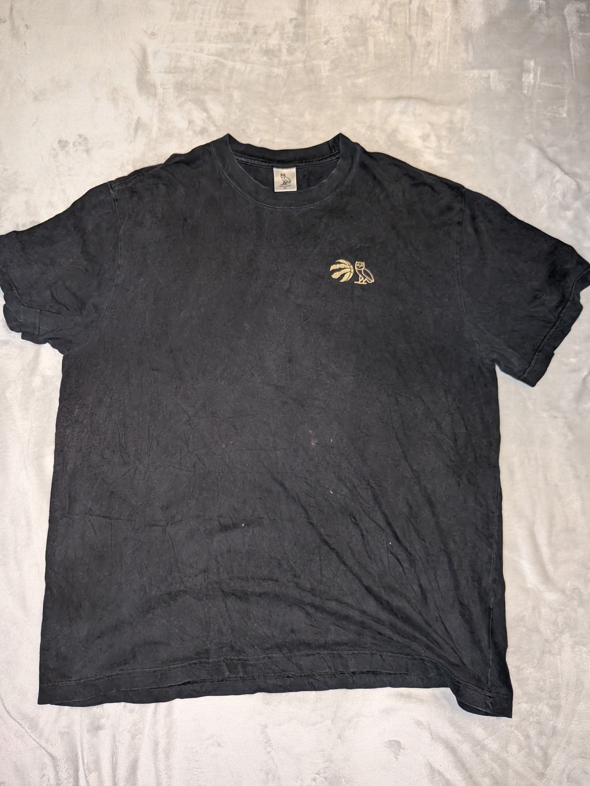 OVO x Toronto Raptors Owl T Shirt Mens XL Black Gold Logo October's Very Own