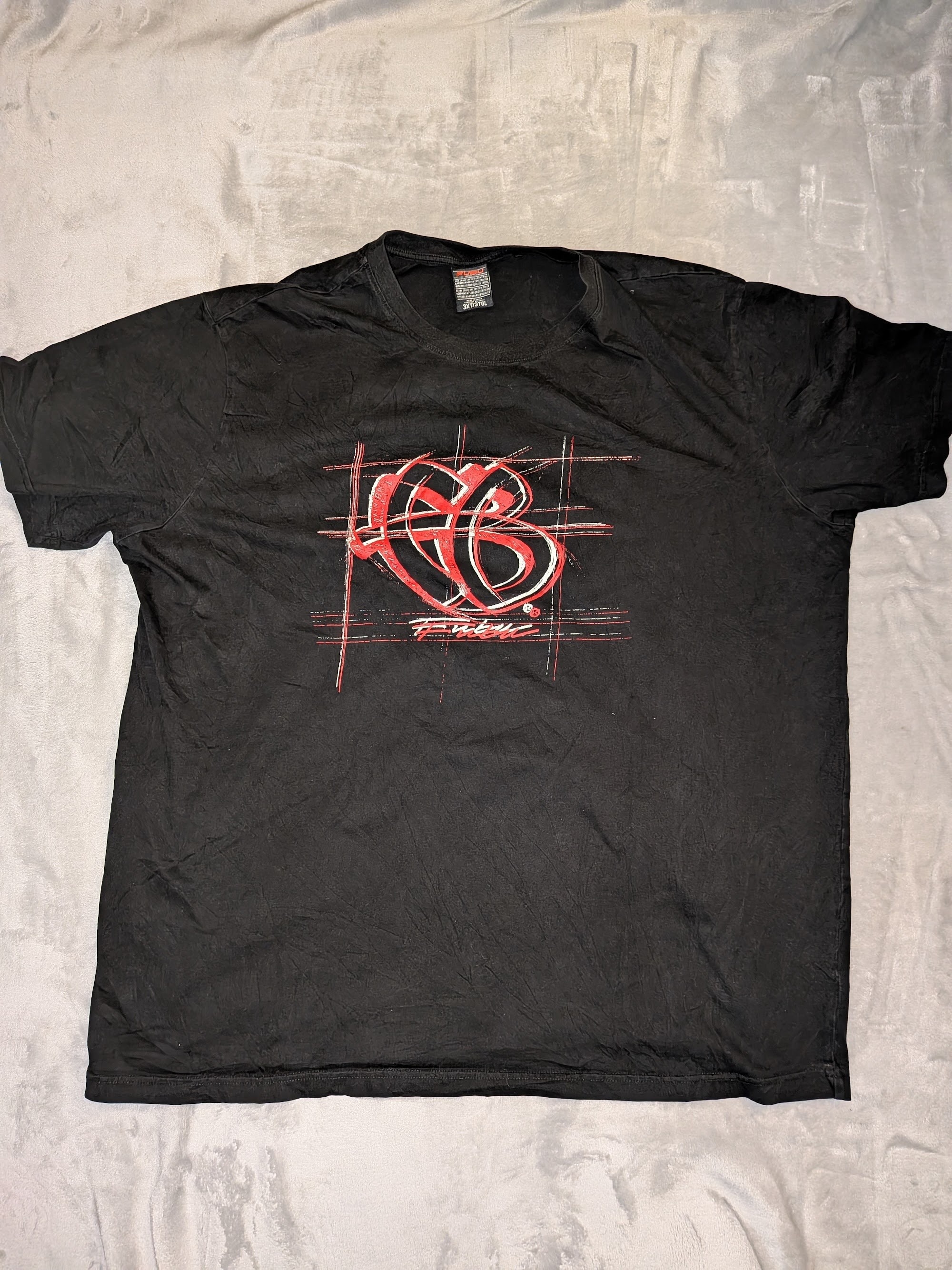 FUBU Graffiti FB Logo T Shirt Mens 3XL Black Red Streetwear Hip Hop Y2K