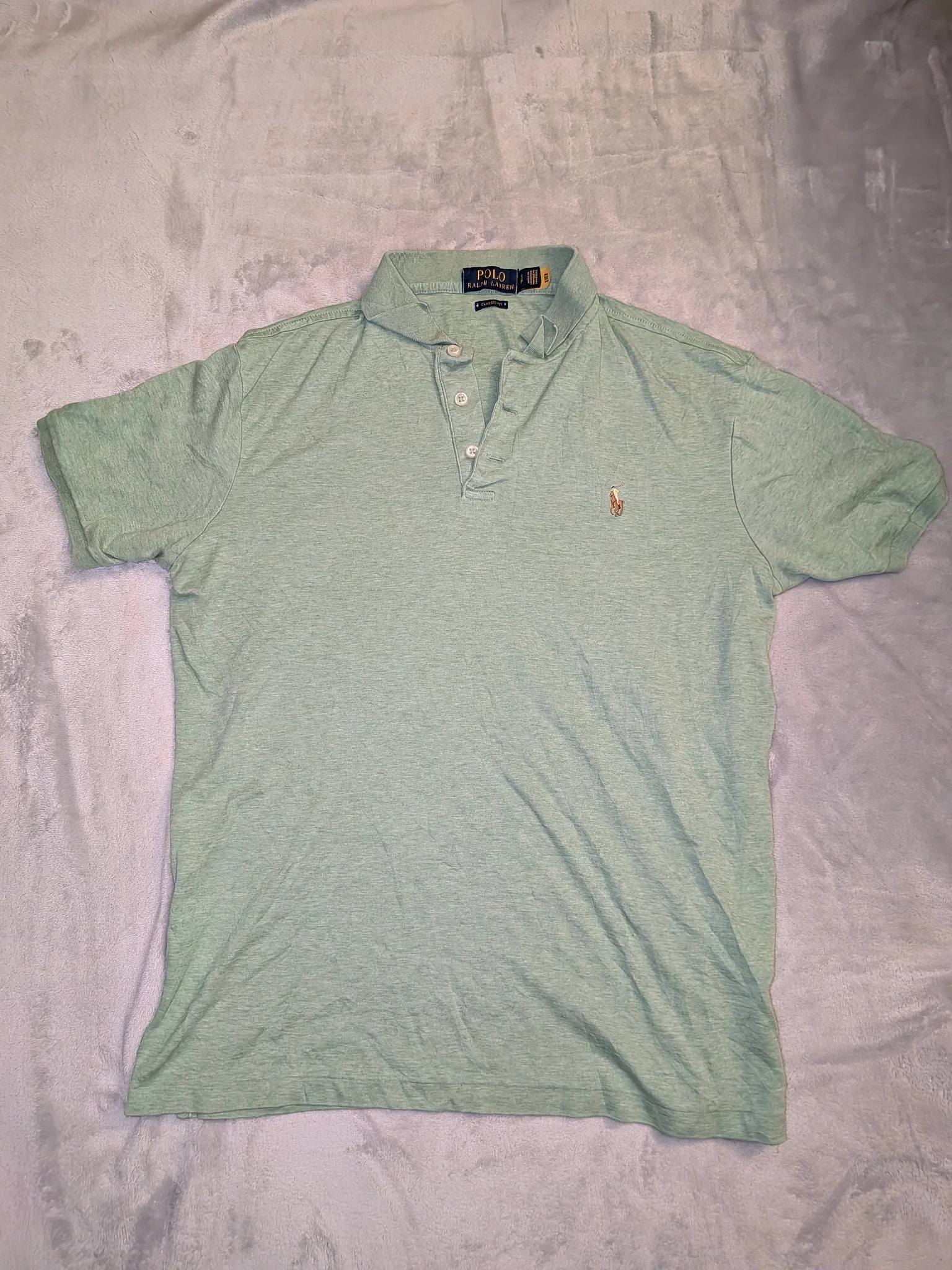 Polo Ralph Lauren Classic Fit Polo Shirt Mens Small Heather Green Multicolor Pony