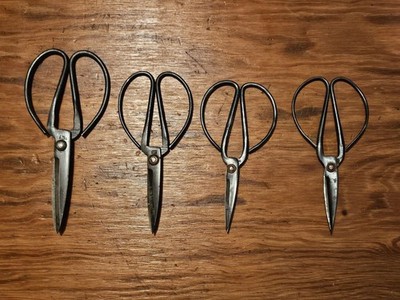 Japanese Handmade Bonsai Scissors Set Of 4 Black Steel Leaf Trimming Pruning