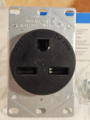 Eaton AH1234BK Flush Mount Power Receptacle NEMA 6-30R 30A 250V