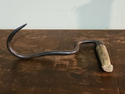 Antique Hay Bale Hook Wood Handle Primitive Farm Barn Tool Rustic Country Decor