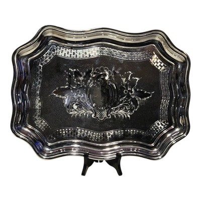 Vintage Swan Brand Chromium Plate Serving Tray Made in England Retro Tea Barware