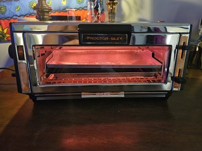 Proctor-Silex Vintage Chrome Toaster Oven Broiler Tested Working Bilingual
