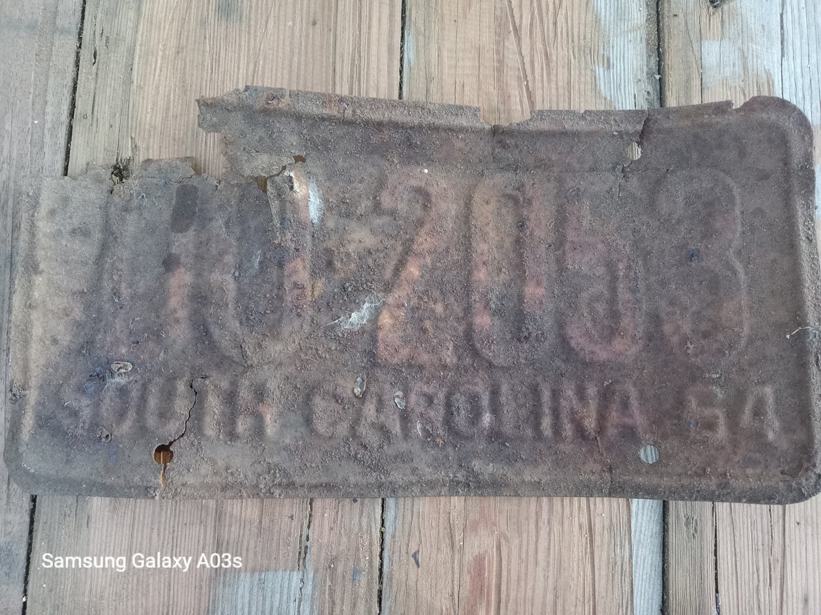 Vintage 1964 South Carolina License Plate Rusted Metal Salvage Craft Grade