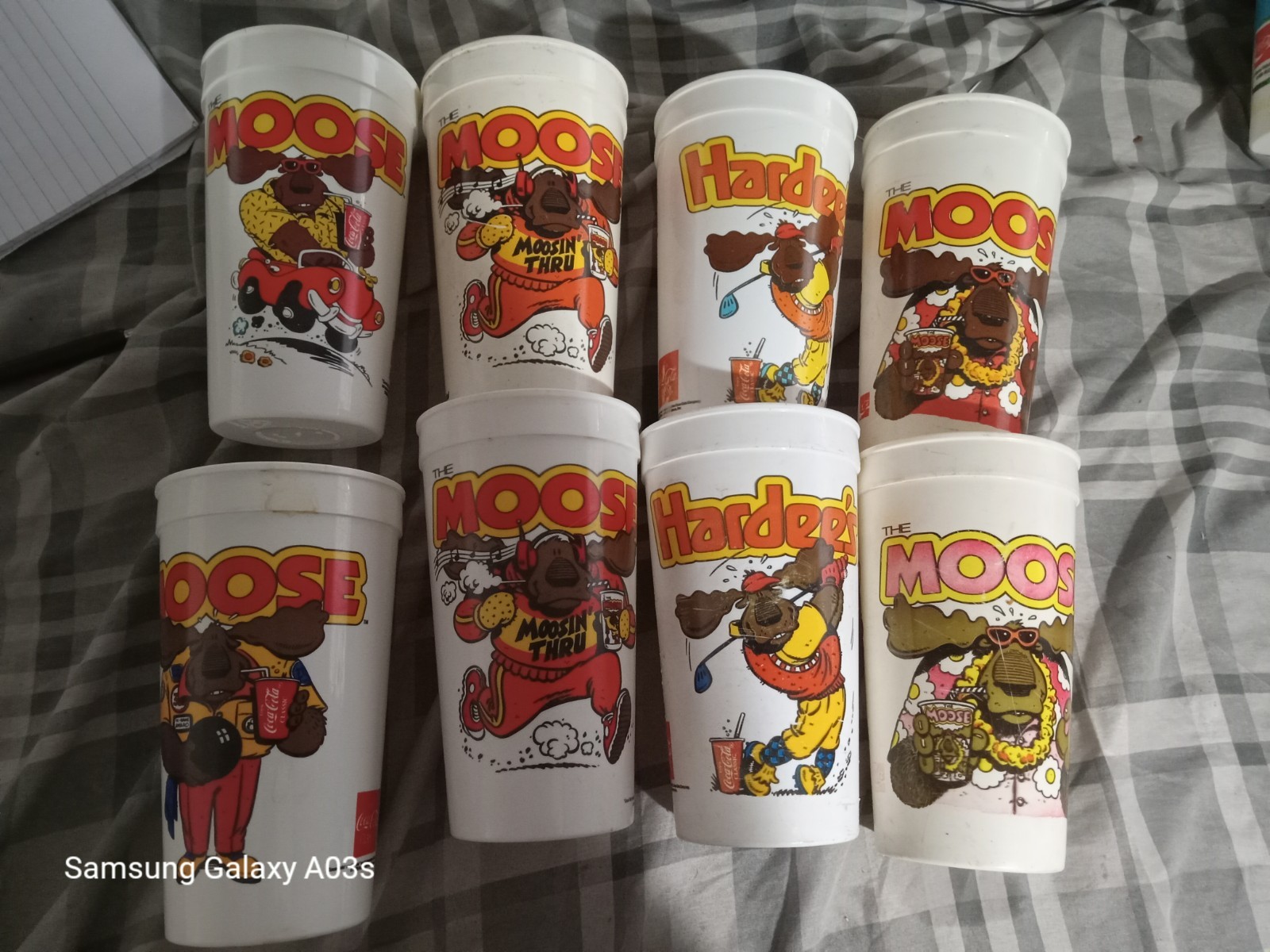 Vtg Hardee's The Moose is Loose Cups Lot of 8 1985-1990 Special Olympics