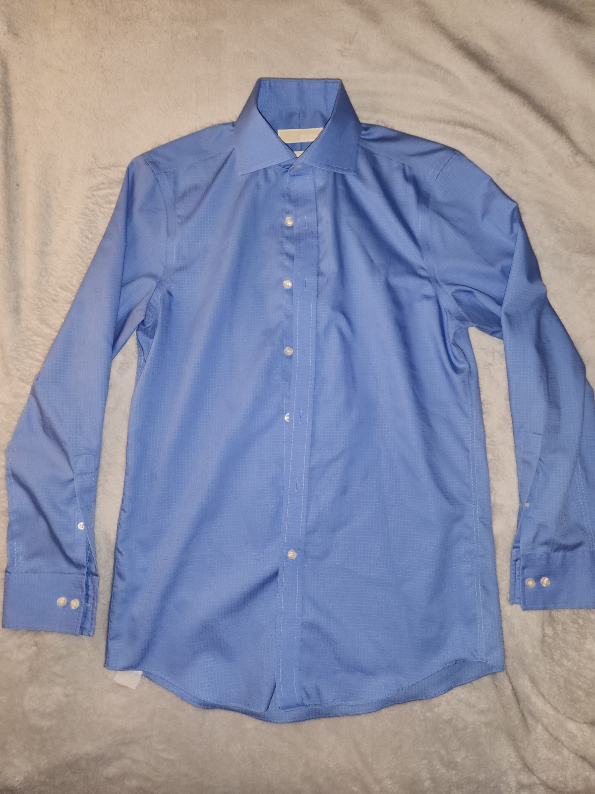 Michael Kors Dress Shirt 14.5 32/33 Blue Non-Iron Men's Long Sleeve Slim Fit