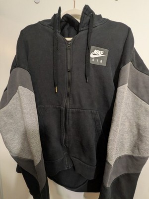 Nike Air Hooded Full Zip Adult Sweatshirt Black Gray Colorblock Men's Size Large